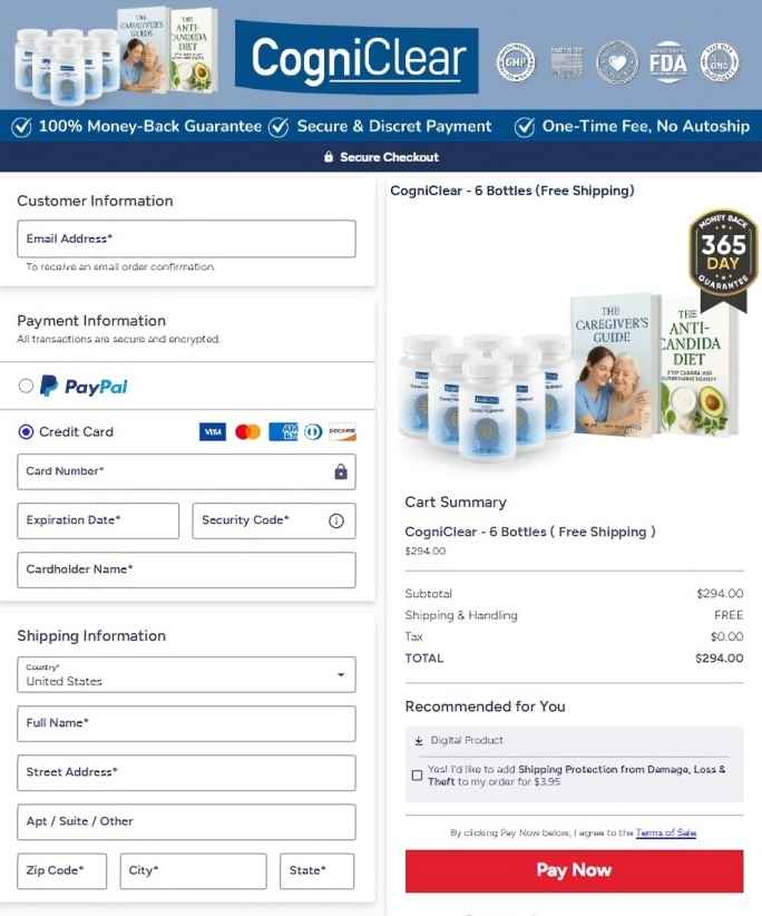 CogniClear Order Page